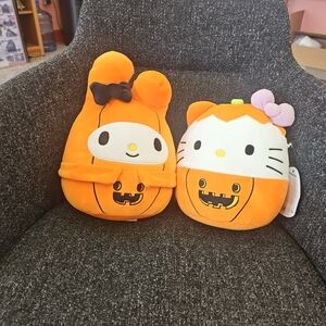 NWT Squishmallows My Melody & Hello Kitty Halloween Plush Pumpkins Jazwares